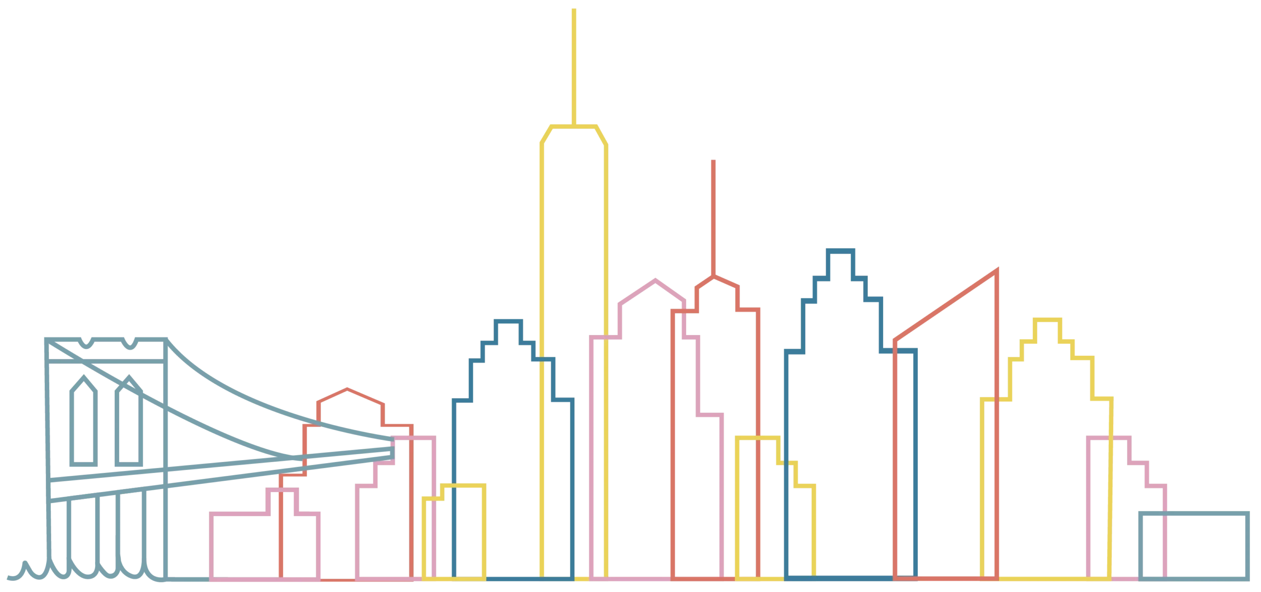 colorful icon of NYC Skyline